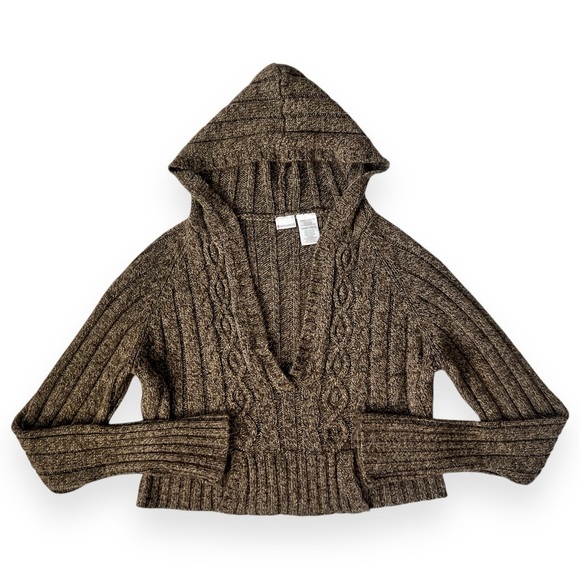 Y2K No Boundaries Brown Knit Hoodie - Picture 1 of 7